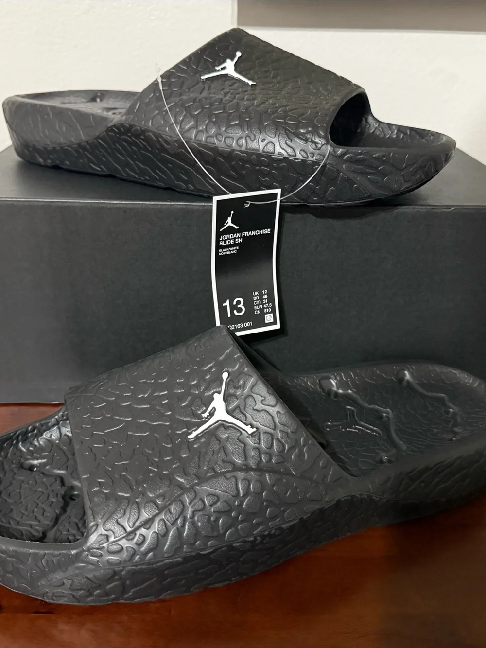 Jordan Franchise Shower Slides 'Black White' Men's Sandals HQ2163-001 Size 13